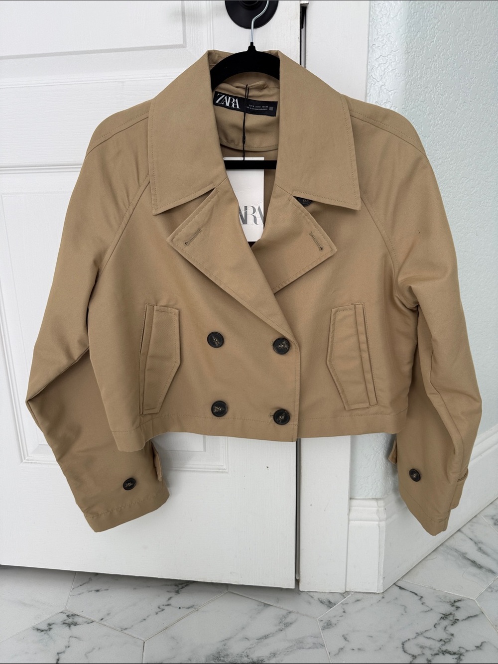 NWT Zara Cropped Trench Coat small